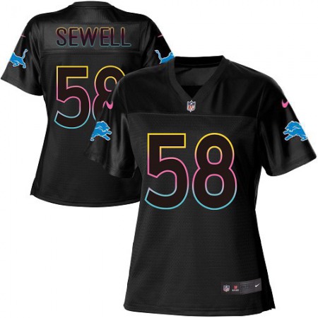 Detroit Lions #58 Penei Sewell Black Women's NFL Fashion Game Jersey