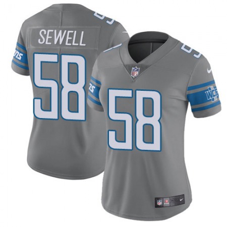 Detroit Lions #58 Penei Sewell Gray Women's Stitched NFL Limited Rush Jersey