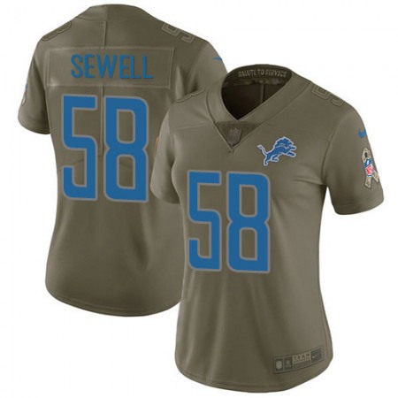 Detroit Lions #58 Penei Sewell Olive Women's Stitched NFL Limited 2017 Salute To Service Jersey