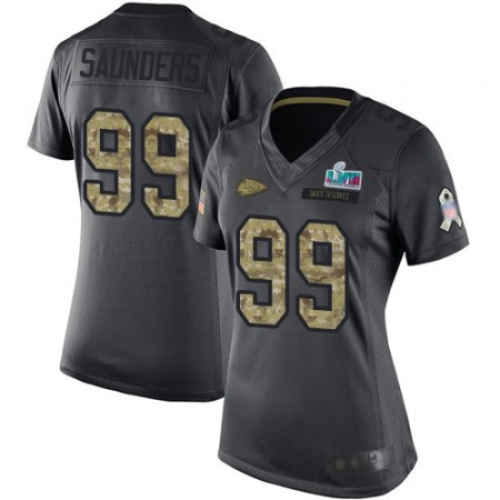 Nike Chiefs #99 Khalen Saunders Black Super Bowl LVII Patch Women's Stitched NFL Limited 2016 Salute to Service Jersey