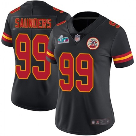 Nike Chiefs #99 Khalen Saunders Black Super Bowl LVII Patch Women's Stitched NFL Limited Rush Jersey