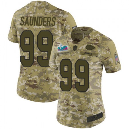 Nike Chiefs #99 Khalen Saunders Camo Super Bowl LVII Patch Women's Stitched NFL Limited 2018 Salute To Service Jersey