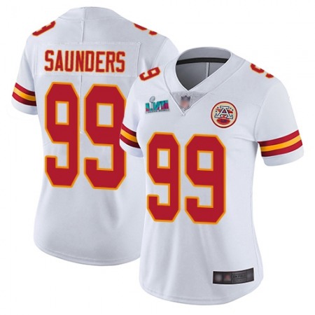 Nike Chiefs #99 Khalen Saunders White Super Bowl LVII Patch Women's Stitched NFL Vapor Untouchable Limited Jersey