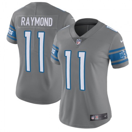 Nike Lions #11 Kalif Raymond Gray Women's Stitched NFL Limited Rush Jersey