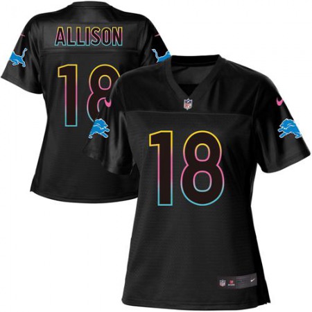Nike Lions #18 Geronimo Allison Black Women's NFL Fashion Game Jersey