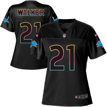 Nike Lions #21 Tracy Walker Black Women's NFL Fashion Game Jersey
