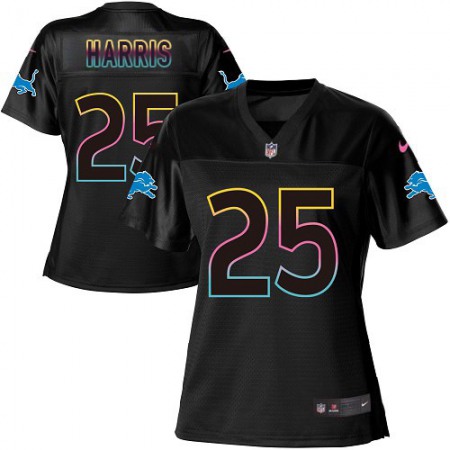 Nike Lions #25 Will Harris Black Women's NFL Fashion Game Jersey