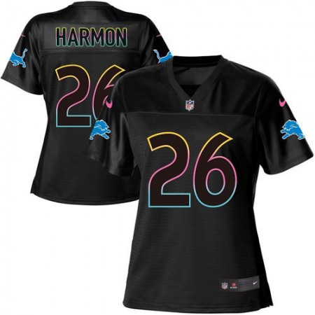 Nike Lions #26 Duron Harmon Black Women's NFL Fashion Game Jersey
