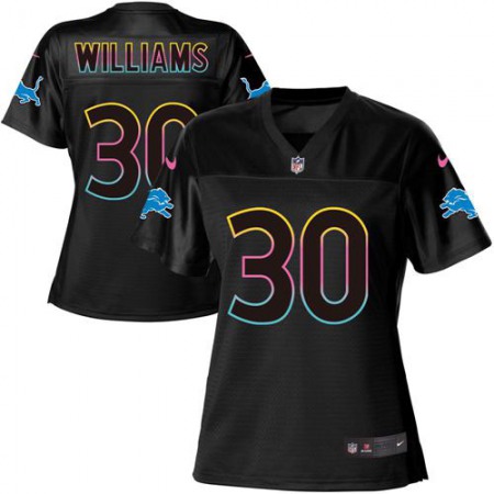 Nike Lions #30 Jamaal Williams Black Women's NFL Fashion Game Jersey