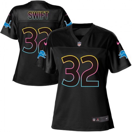 Nike Lions #32 D'Andre Swift Black Women's NFL Fashion Game Jersey