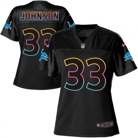 Nike Lions #33 Kerryon Johnson Black Women's NFL Fashion Game Jersey