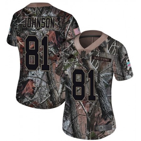 Nike Lions #81 Calvin Johnson Camo Women's Stitched NFL Limited Rush Realtree Jersey