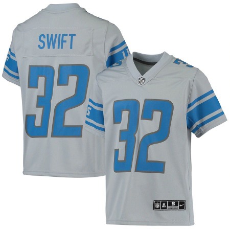 Detroit Lions #32 D'Andre Swift Nike Youth Silver Inverted Team Game Jersey