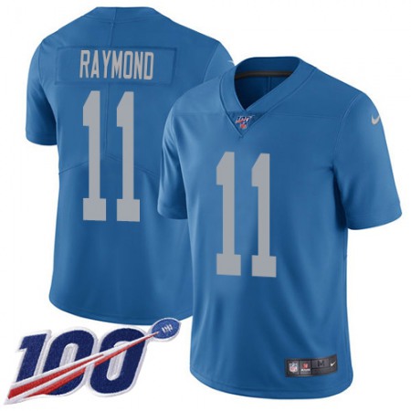 Nike Lions #11 Kalif Raymond Blue Throwback Youth Stitched NFL 100th Season Vapor Untouchable Limited Jersey