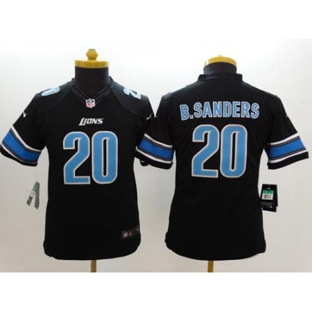 Nike Lions #20 Barry Sanders Black Alternate Youth Stitched NFL Limited Jersey