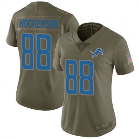 Nike Lions #88 T.J. Hockenson Olive Women's Stitched NFL Limited 2017 Salute to Service Jersey