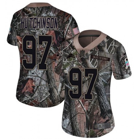 Nike Lions #97 Aidan Hutchinson Camo Women's Stitched NFL Limited Rush Realtree Jersey