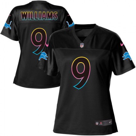 Nike Lions #9 Jameson Williams Black Women's NFL Fashion Game Jersey