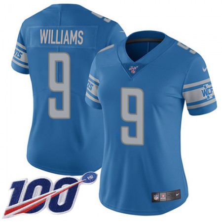 Nike Lions #9 Jameson Williams Blue Team Color Women's Stitched NFL 100th Season Vapor Untouchable Limited Jersey