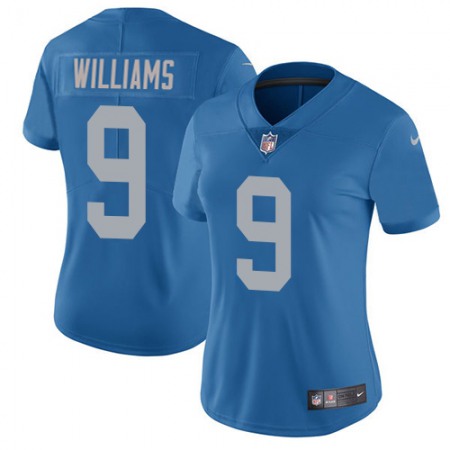 Nike Lions #9 Jameson Williams Blue Throwback Women's Stitched NFL Vapor Untouchable Limited Jersey