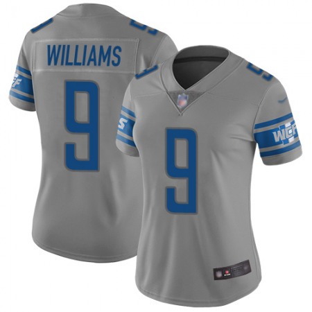 Nike Lions #9 Jameson Williams Gray Women's Stitched NFL Limited Inverted Legend Jersey