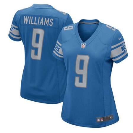Nike Lions #9 Jameson Williams Light Blue Team Color Women's Stitched NFL Elite Jersey