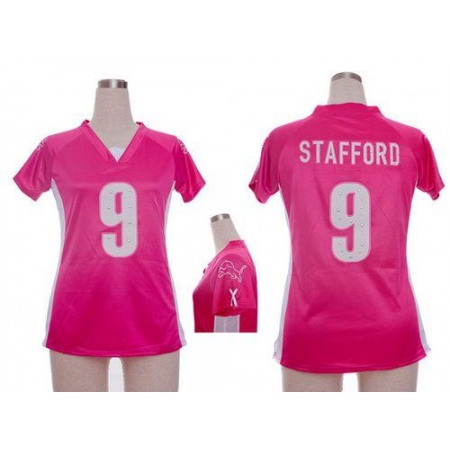 Nike Lions #9 Matthew Stafford Pink Draft Him Name & Number Top Women's Stitched NFL Elite Jersey