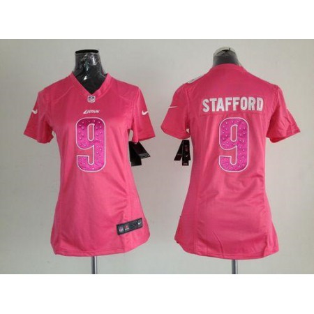 Nike Lions #9 Matthew Stafford Pink Sweetheart Women's Stitched NFL Elite Jersey