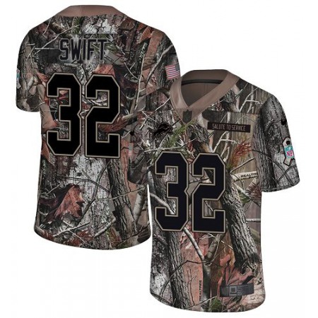 Nike Lions #32 D'Andre Swift Camo Youth Stitched NFL Limited Rush Realtree Jersey