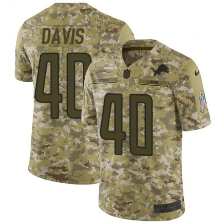 Nike Lions #40 Jarrad Davis Camo Youth Stitched NFL Limited 2018 Salute to Service Jersey