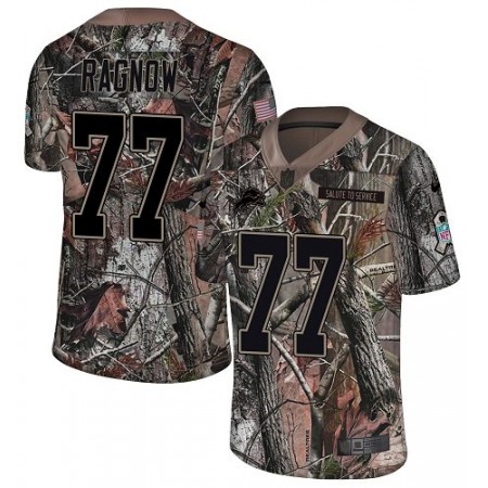Nike Lions #77 Frank Ragnow Camo Youth Stitched NFL Limited Rush Realtree Jersey