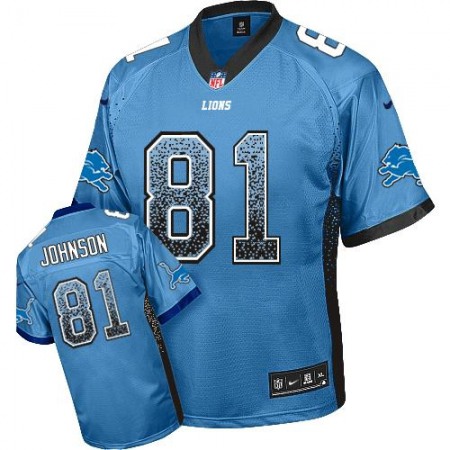 Nike Lions #81 Calvin Johnson Light Blue Team Color Youth Stitched NFL Elite Drift Fashion Jersey