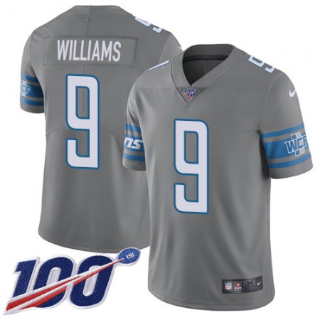 Nike Lions #9 Jameson Williams Gray Youth Stitched NFL Limited Rush 100th Season Jersey