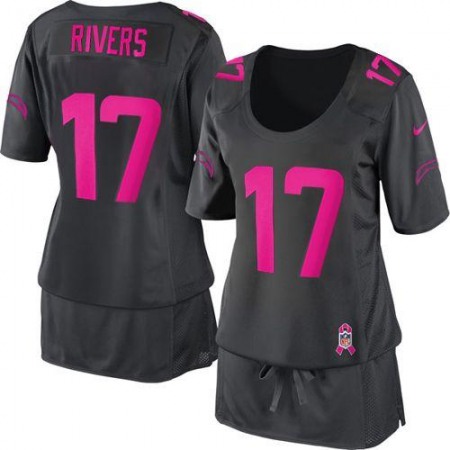 Nike Chargers #17 Philip Rivers Dark Grey Women's Breast Cancer Awareness Stitched NFL Elite Jersey