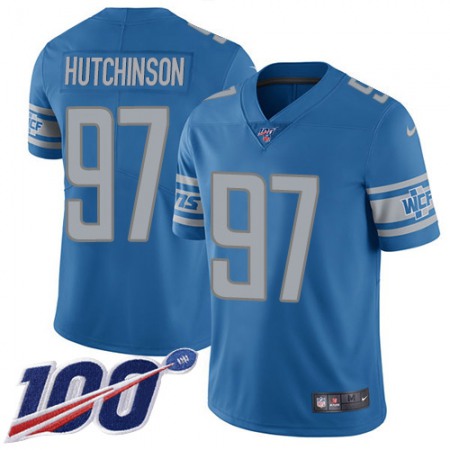 Nike Lions #97 Aidan Hutchinson Blue Team Color Youth Stitched NFL 100th Season Vapor Untouchable Limited Jersey