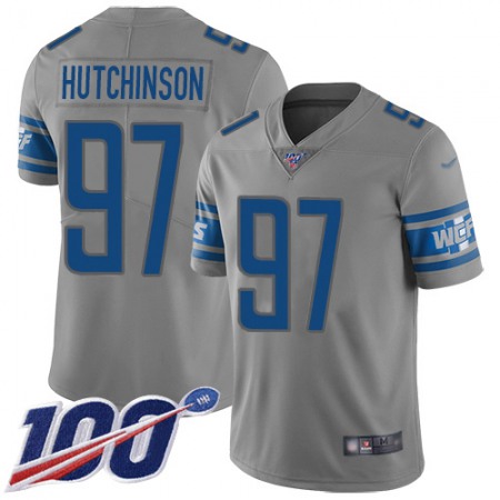 Nike Lions #97 Aidan Hutchinson Gray Youth Stitched NFL Limited Inverted Legend 100th Season Jersey