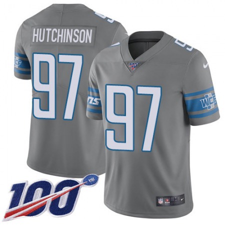 Nike Lions #97 Aidan Hutchinson Gray Youth Stitched NFL Limited Rush 100th Season Jersey