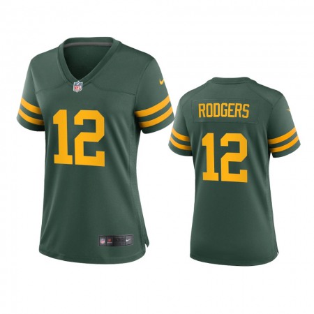 Green Bay Packers #12 Aaron Rodgers Women's Nike Alternate Game Player NFL Jersey - Green