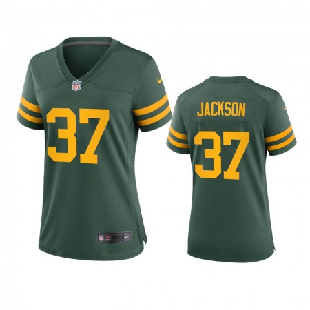 Green Bay Packers #37 Josh Jackson Women's Nike Alternate Game Player NFL Jersey - Green