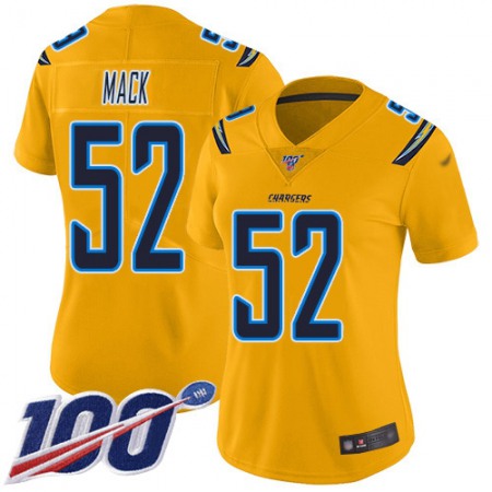 Nike Chargers #52 Khalil Mack Gold Women's Stitched NFL Limited Inverted Legend 100th Season Jersey