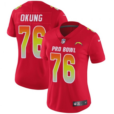 Nike Chargers #76 Russell Okung Red Women's Stitched NFL Limited AFC 2018 Pro Bowl Jersey