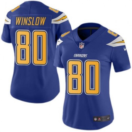 Nike Chargers #80 Kellen Winslow Electric Blue Women's Stitched NFL Limited Rush Jersey