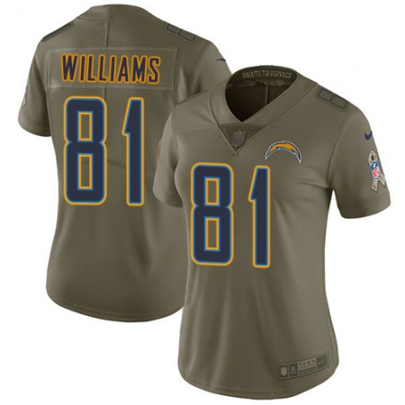 Nike Chargers #81 Mike Williams Olive Women's Stitched NFL Limited 2017 Salute to Service Jersey