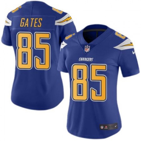 Nike Chargers #85 Antonio Gates Electric Blue Women's Stitched NFL Limited Rush Jersey