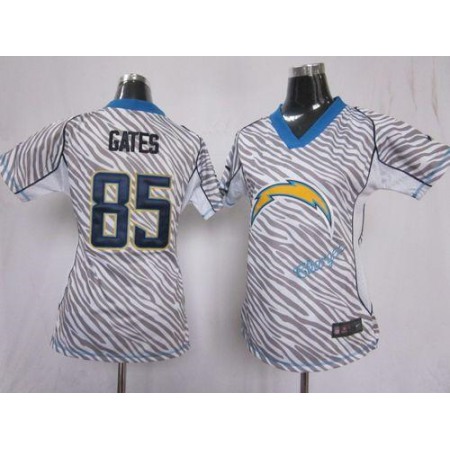 Nike Chargers #85 Antonio Gates Zebra Women's Stitched NFL Elite Jersey