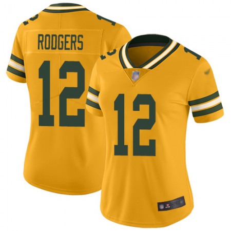Nike Packers #12 Aaron Rodgers Gold Women's Stitched NFL Limited Inverted Legend Jersey