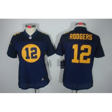 Nike Packers #12 Aaron Rodgers Navy Blue Alternate Women's Stitched NFL Limited Jersey