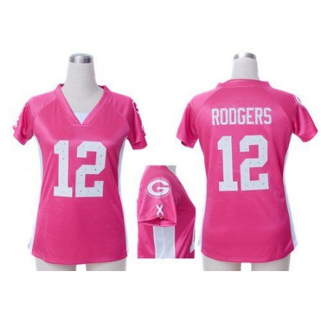 Nike Packers #12 Aaron Rodgers Pink Draft Him Name & Number Top Women's Stitched NFL Elite Jersey