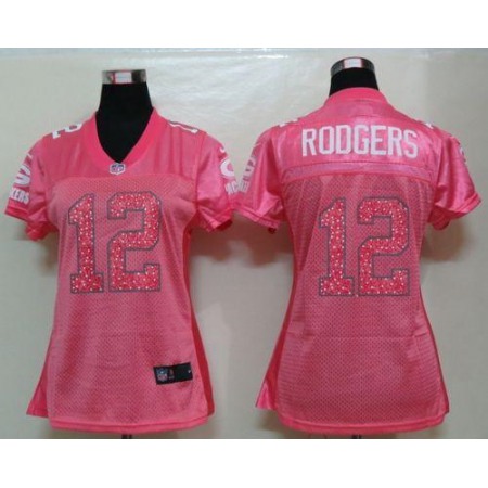 Nike Packers #12 Aaron Rodgers Pink Sweetheart Women's NFL Game Jersey