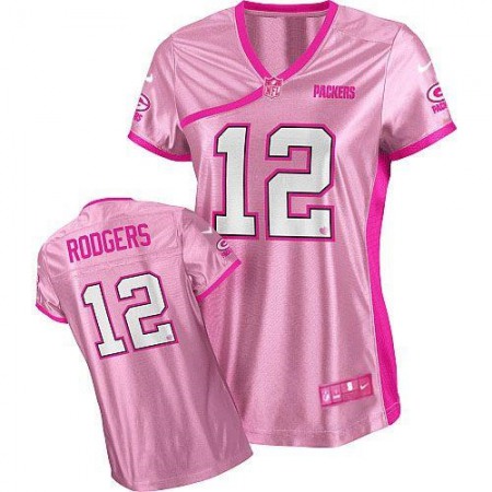 Nike Packers #12 Aaron Rodgers Pink Women's Be Luv'd Stitched NFL Elite Jersey